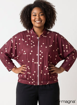 Magna bedruckte Reise-Reißverschlussjacke Bordeaux Confetti Dots