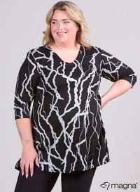 Magna Warm A-line Long Shirt / Tunic Lightning Black/Grey