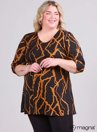 Magna Warm A-line Long Shirt / Tunic Lightning Rust