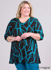 Magna Warm A-line Long Shirt / Tunic Lightning Petrol