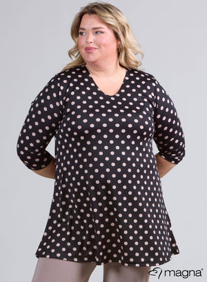 Magna A-lijn lange blouse/tuniek Polka Taupe