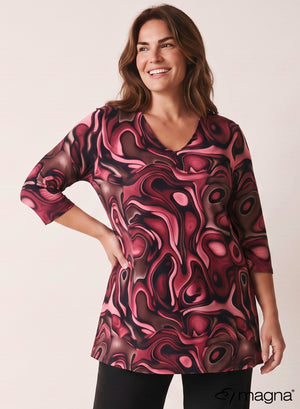 Magna A-line Long Shirt / Tunic Wine Red Fluid Design