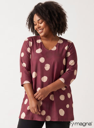 Magna A-Linien Langarmshirt / Tunika Bordeaux Orbit Kreise