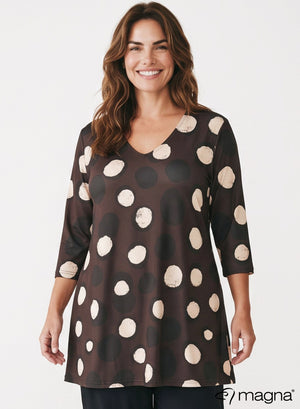 Magna A-lijn Lang Shirt / Tuniek Bruine Kringen