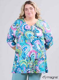 Magna A-lijn Lange Blouse / Tuniek Flowing Canvas Lime Roze