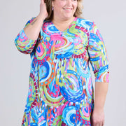 Magna A-line Long Shirt / Tunic Flowing Canvas Lime Blue