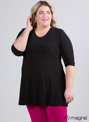 Magna A-line Long Shirt / Tunic Black