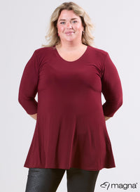 Magna A-line Long Shirt / Tunic Wine Red