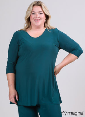 Magna A-line Long Shirt / Tunic Bottle Green