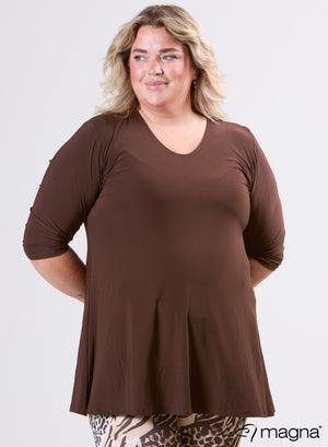 Magna A-line Long Shirt / Tunic Brown