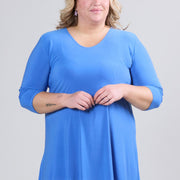 Magna A-lijn lange blouse/tuniek donker hemelsblauw