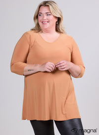 Magna A-lijn Travel Shirt / Tuniek Okergoud