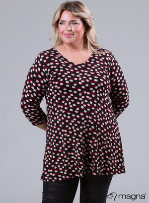 Magna A-lijn Lang Shirt / Tuniek Dubbele Cirkel Rood