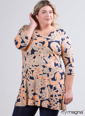 Magna A-lijn lange blouse/tuniek Chalk Shapes Coral