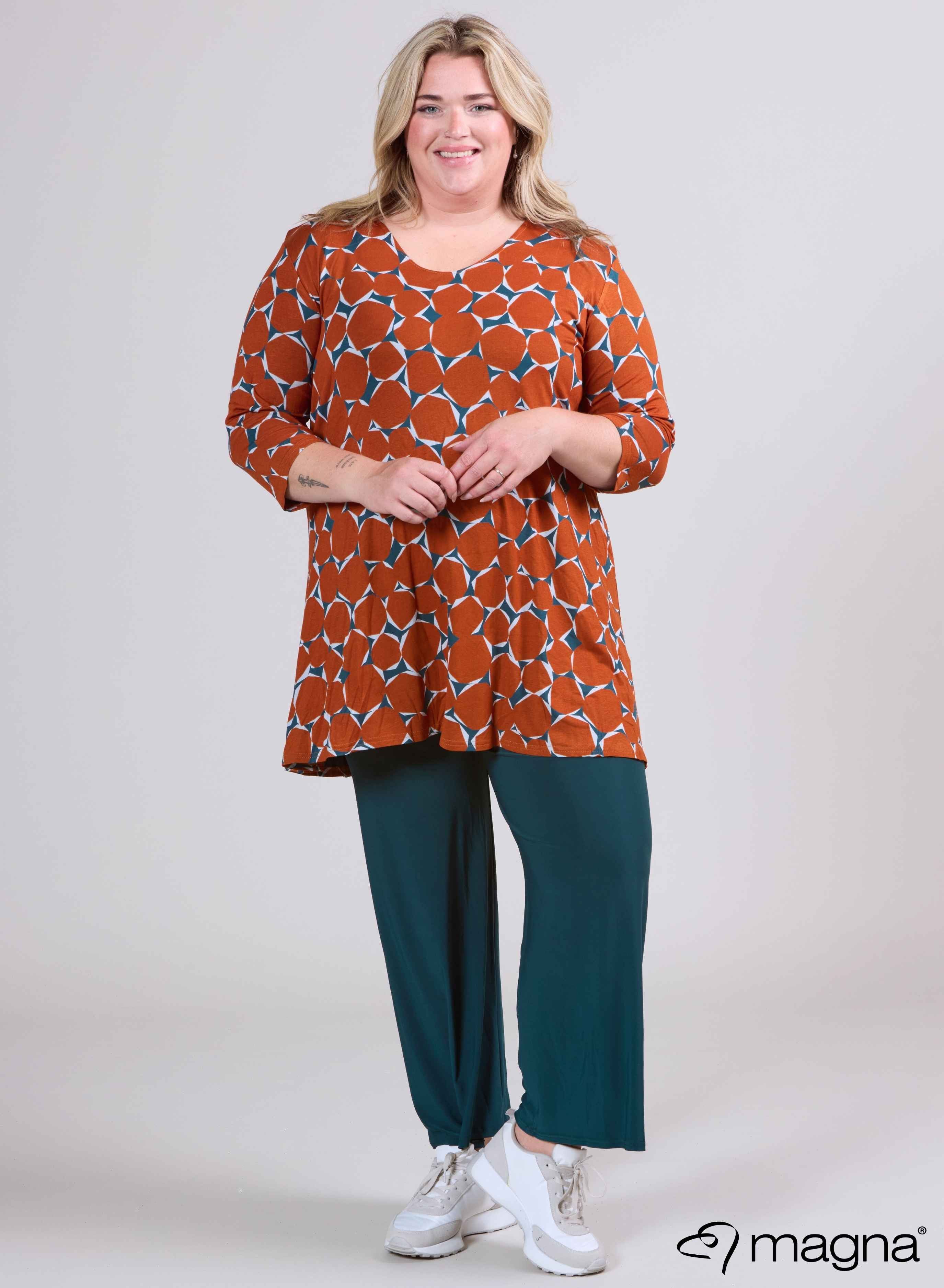 Magna A-lijn Lange Blouse / Tuniek Diamantpatroon Roest