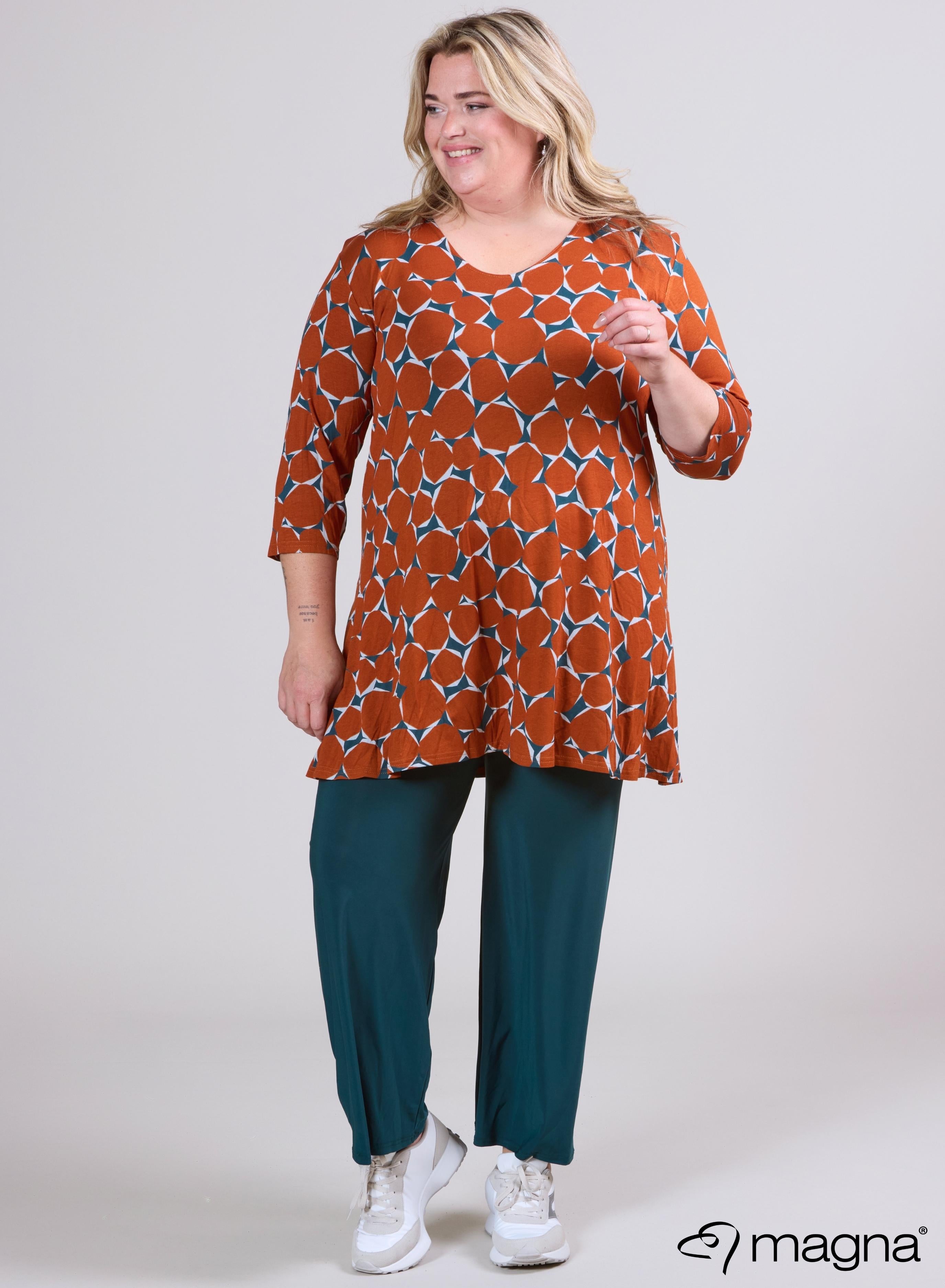 Magna A-lijn Lange Blouse / Tuniek Diamantpatroon Roest