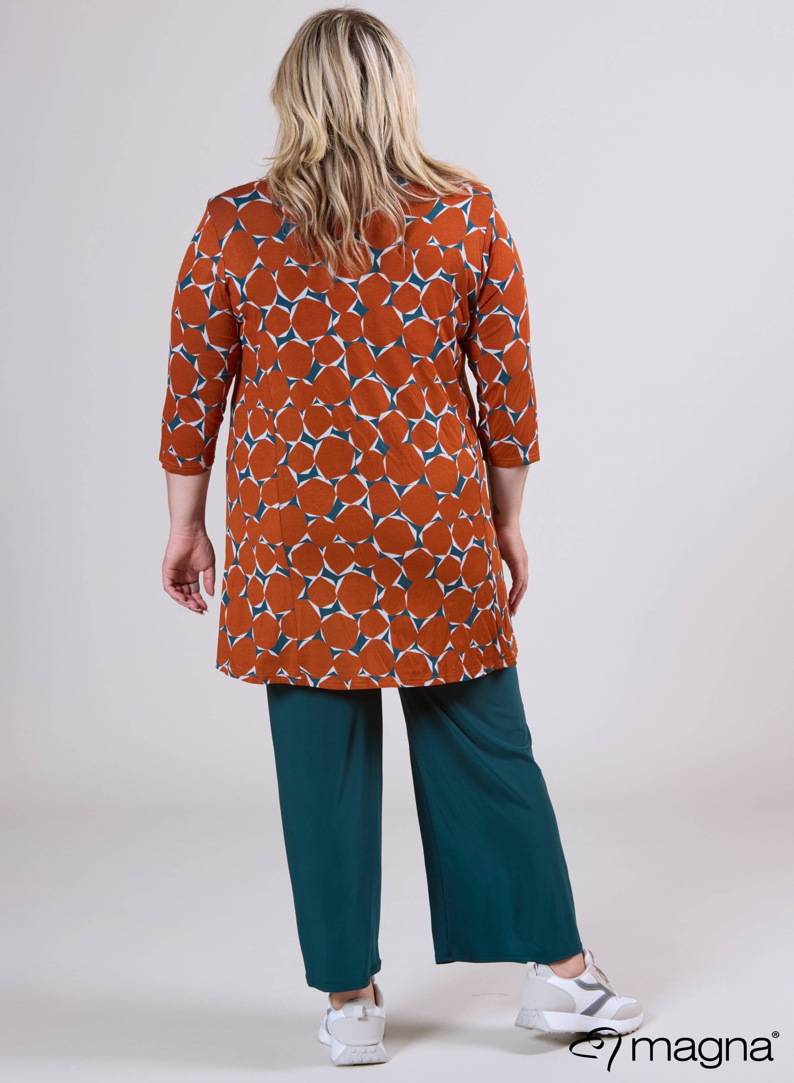 Magna A-lijn Lange Blouse / Tuniek Diamantpatroon Roest