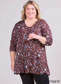 Magna A-line Long Shirt / Tunic Leopard Brown