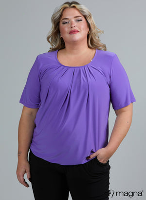 Magna Puffy T-shirt met korte mouwen en elastische tailleband, paars