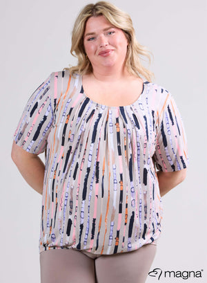 Magna Puffy Elastisch Shirt Viscose Lijnen Zand