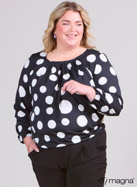 Magna Puff Shirt With Elastic Band Big Polka B/W