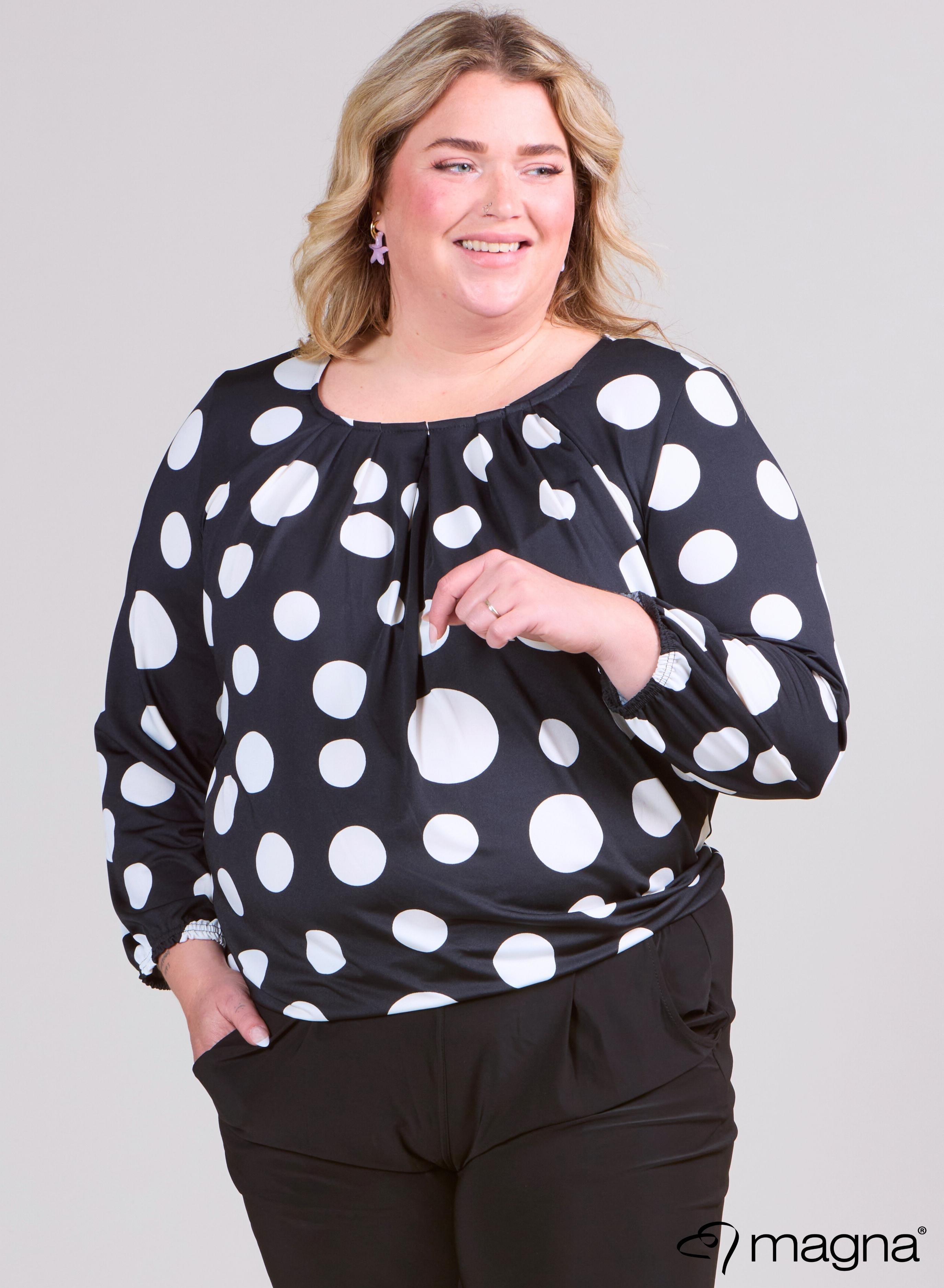 Magna Puff Shirt With Elastic Band Big Polka B/W