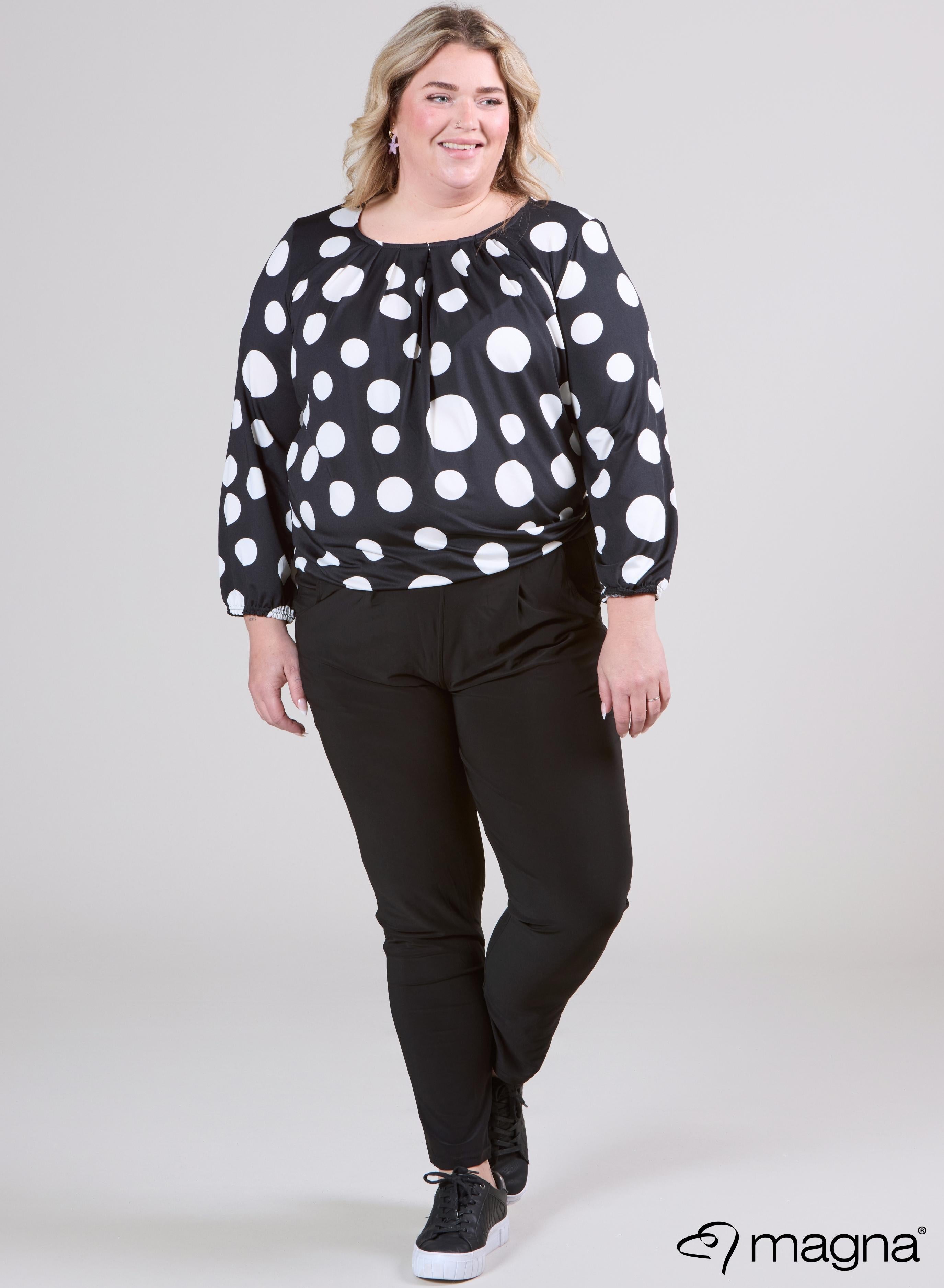 Magna Puff Shirt With Elastic Band Big Polka B/W