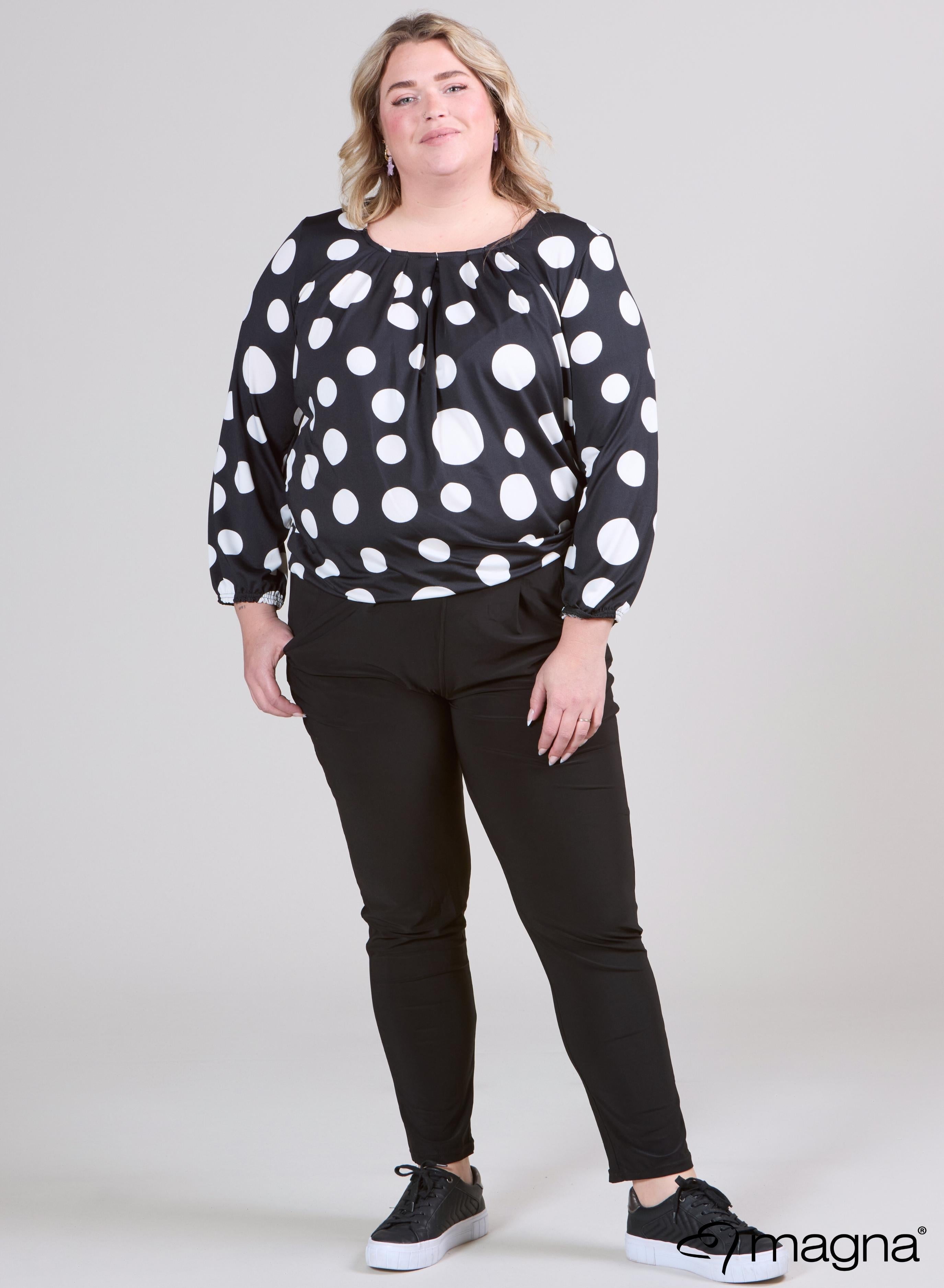 Magna Puff Shirt With Elastic Band Big Polka B/W