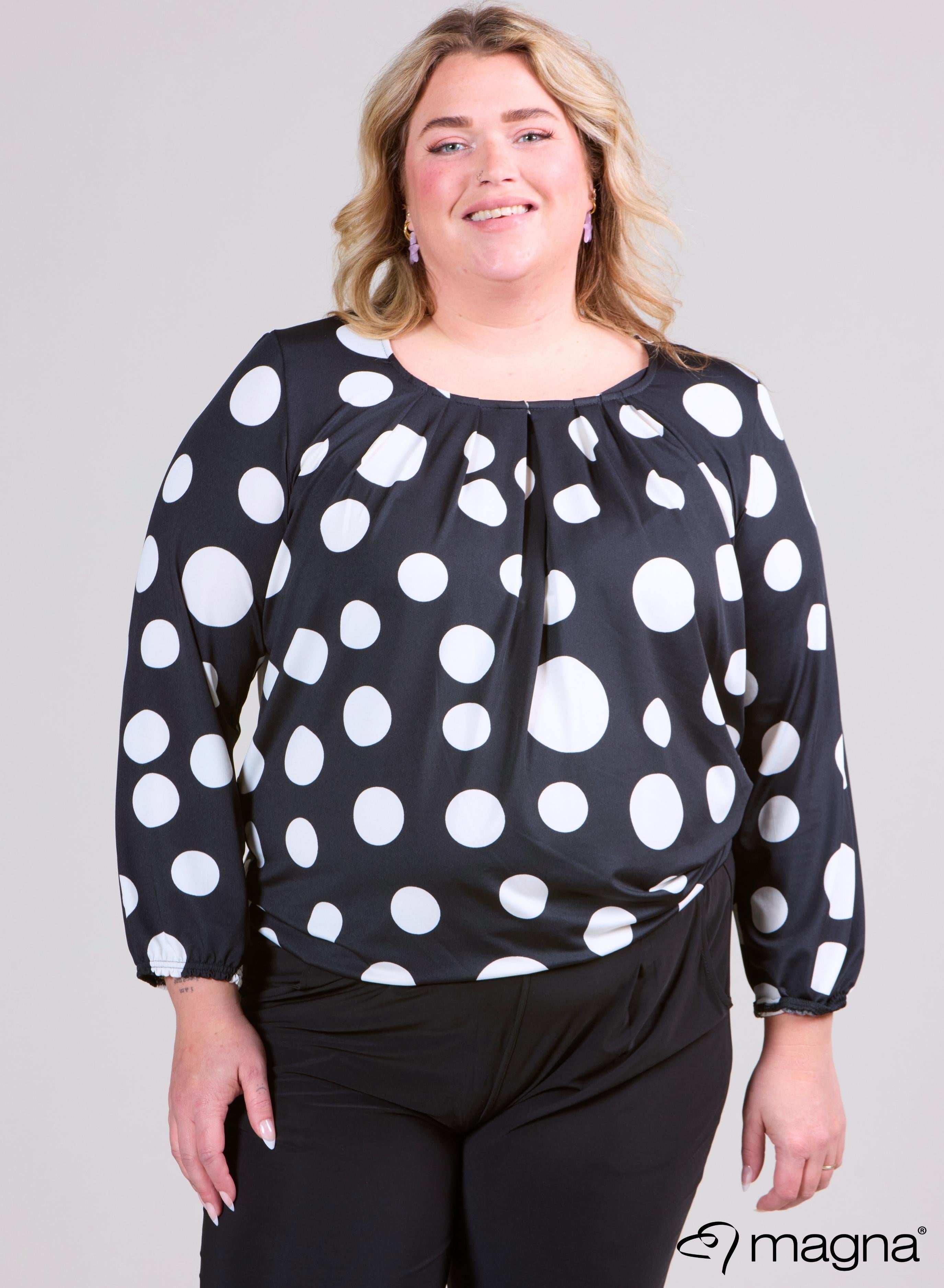 Magna Puff Shirt With Elastic Band Big Polka B/W