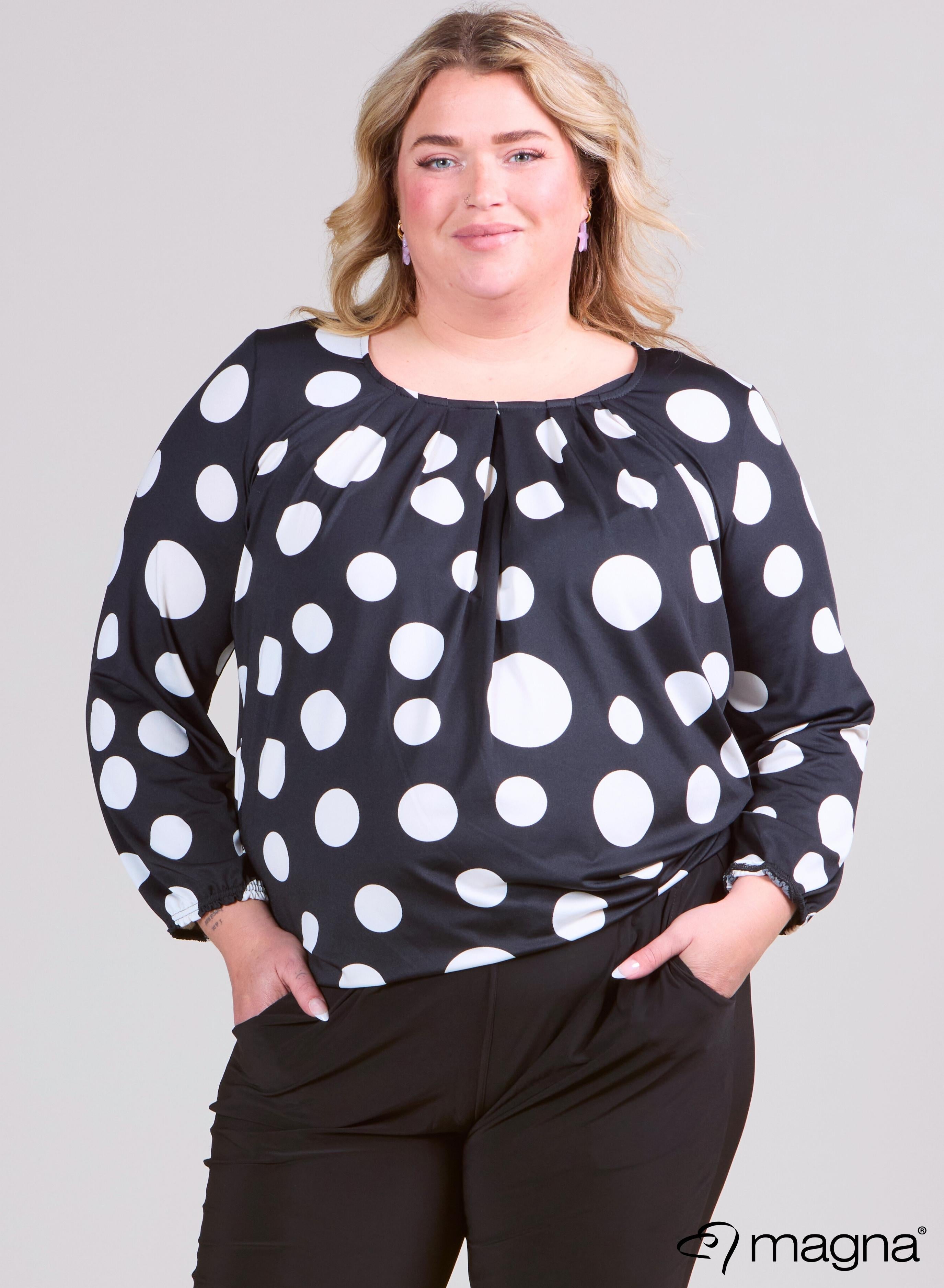 Magna Puff Shirt With Elastic Band Big Polka B/W