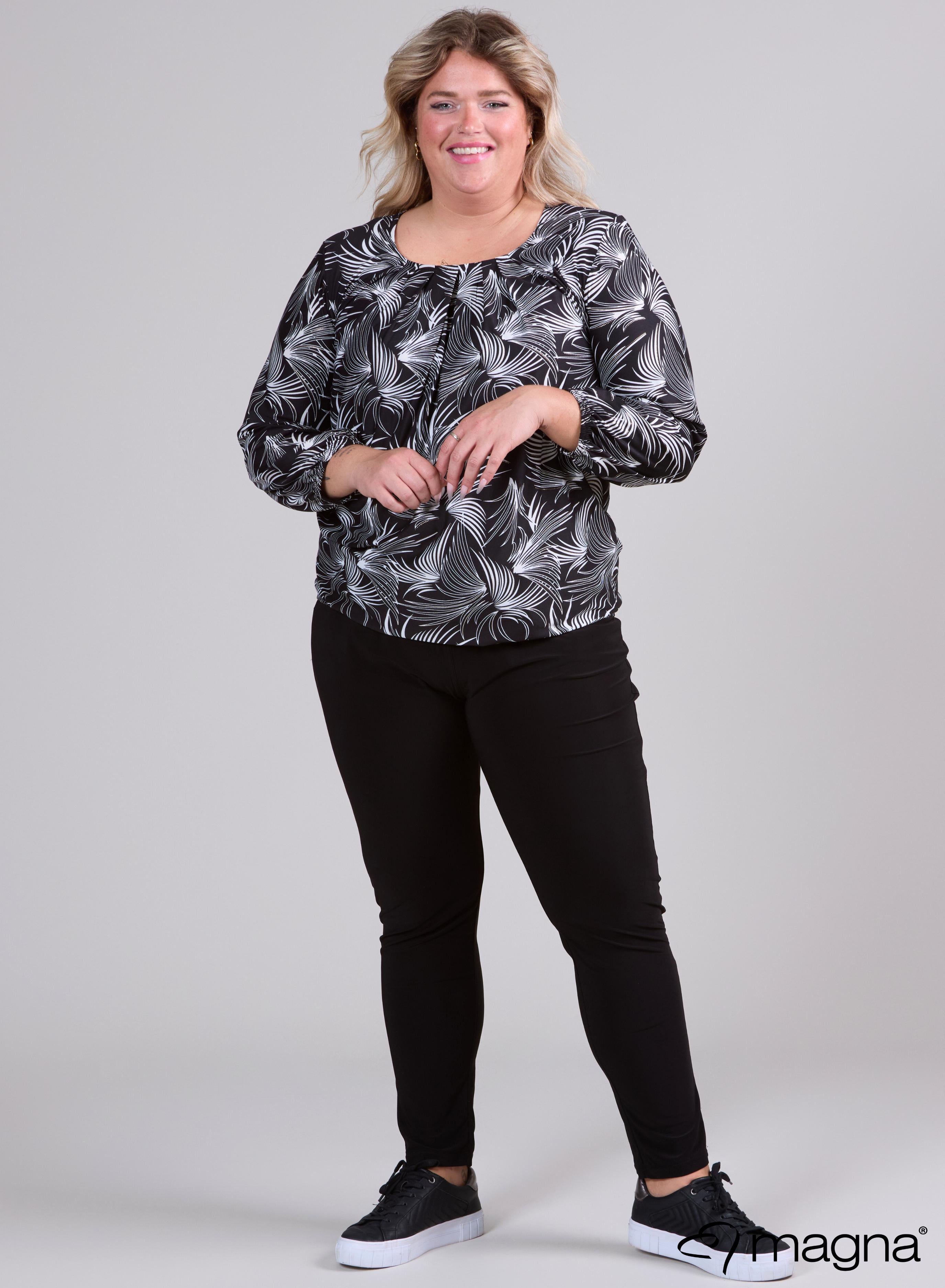 Magna Puff Shirt With Elastic Band Thin Waves Black