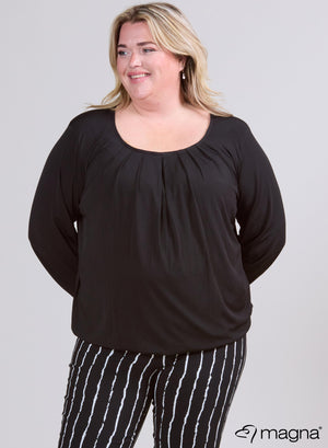 Magna Puff Shirt mit Gummiband Schwarz