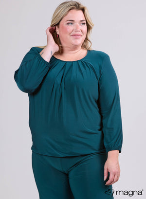 Magna Puff Shirt mit Gummibund, Flaschengrün