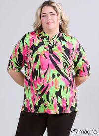 Magna Roll-up Blouse Fluo Splash Magenta