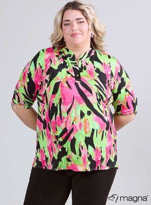 Magna Roll-up Blouse Fluo Splash Magenta