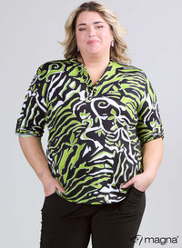 Magna Roll up Shirt Art Zebra Lime Groen
