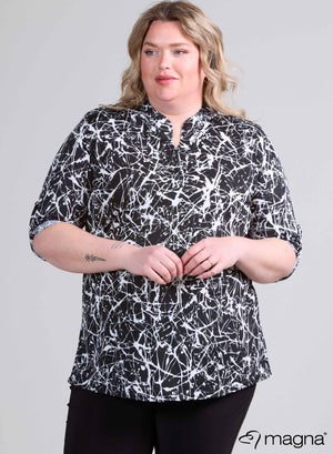 Magna Roll-up-Shirt Schwarz-Weiß-Spritzer