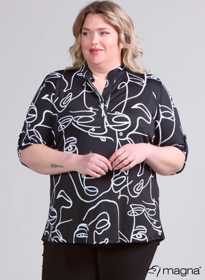Magna Roll-up-Shirt-Zeichnungsmuster S/W