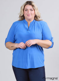 Magna Roll-up Classic Shirt Donker Hemelsblauw