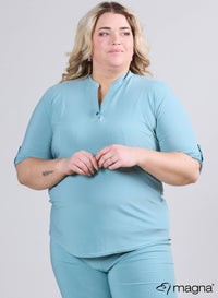 Magna Roll up Classic Shirt Licht Petrol