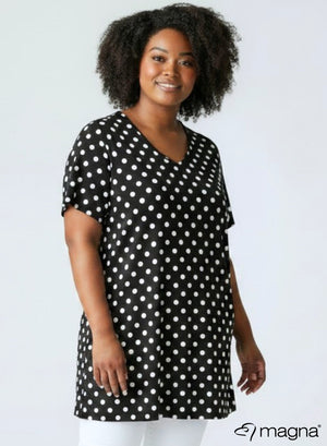 Magna T-shirt met korte mouwen A-lijn Medium Polka Zwart