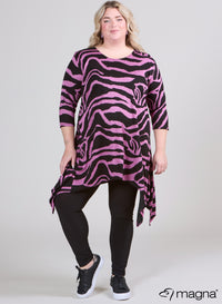 Magna Warm A-line Pointed Tunic Zebra Big Plum Print