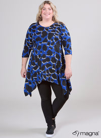 Magna Warm A-line Pointed Tunic Leopard Blue