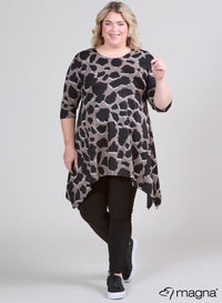Magna Warm A-line Pointed Tunic Leopard Taupe