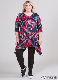 Magna Warm A-line Pointed Tunic Fuchsia Navy Maze