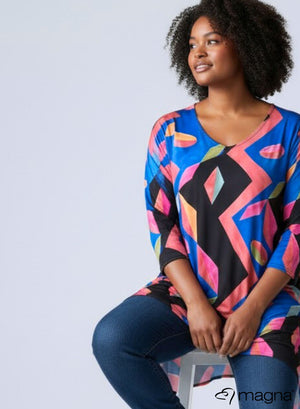 Magna A-lijn Punt Tuniek Gemengde Vormen Roze Blauw