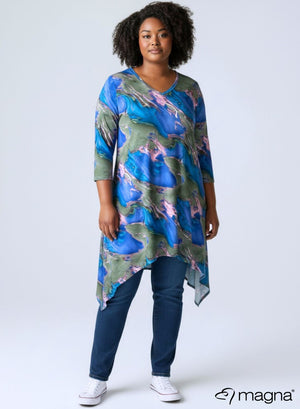 Magna A-lijn Punt Tuniek Groen-Blauw Swirl