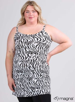 Magna Lange Spaghetti Tuniek Zebra Zwart