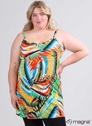 Magna Lange Spaghetti Tuniek Splash Jungle Multicolor