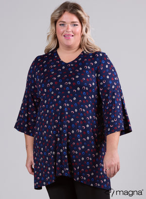 Magna Loose Pocket Tunika Circle Navy